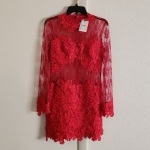 Beautiful Red Lace Detailed Dress